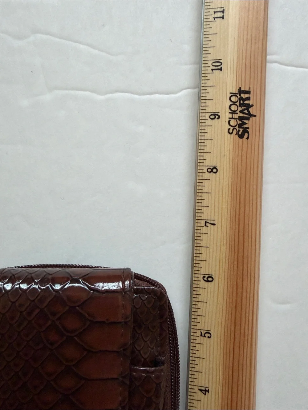 Glossy Brown Faux-Snake Clutch with Snap Strap